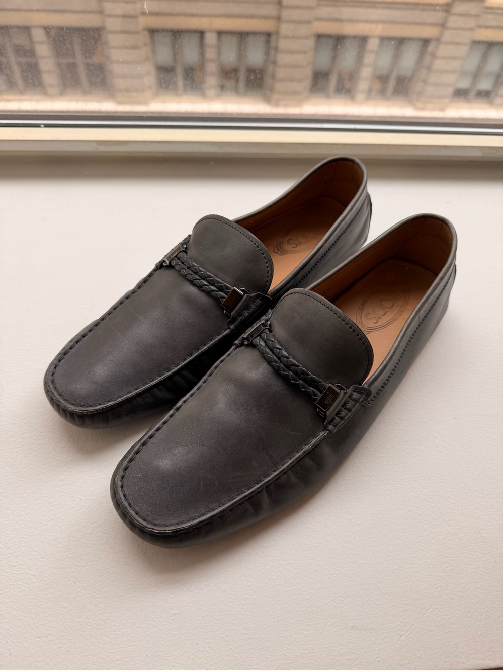 Tod's Navy Braided Bit Leather Slip-On Loafers